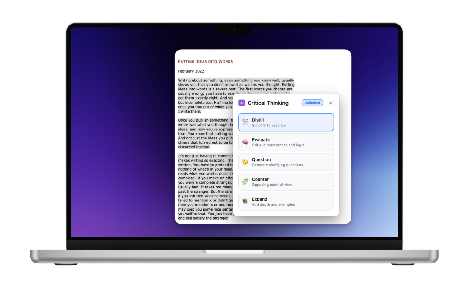 Criticly running on macOS - seamless integration with your workflow